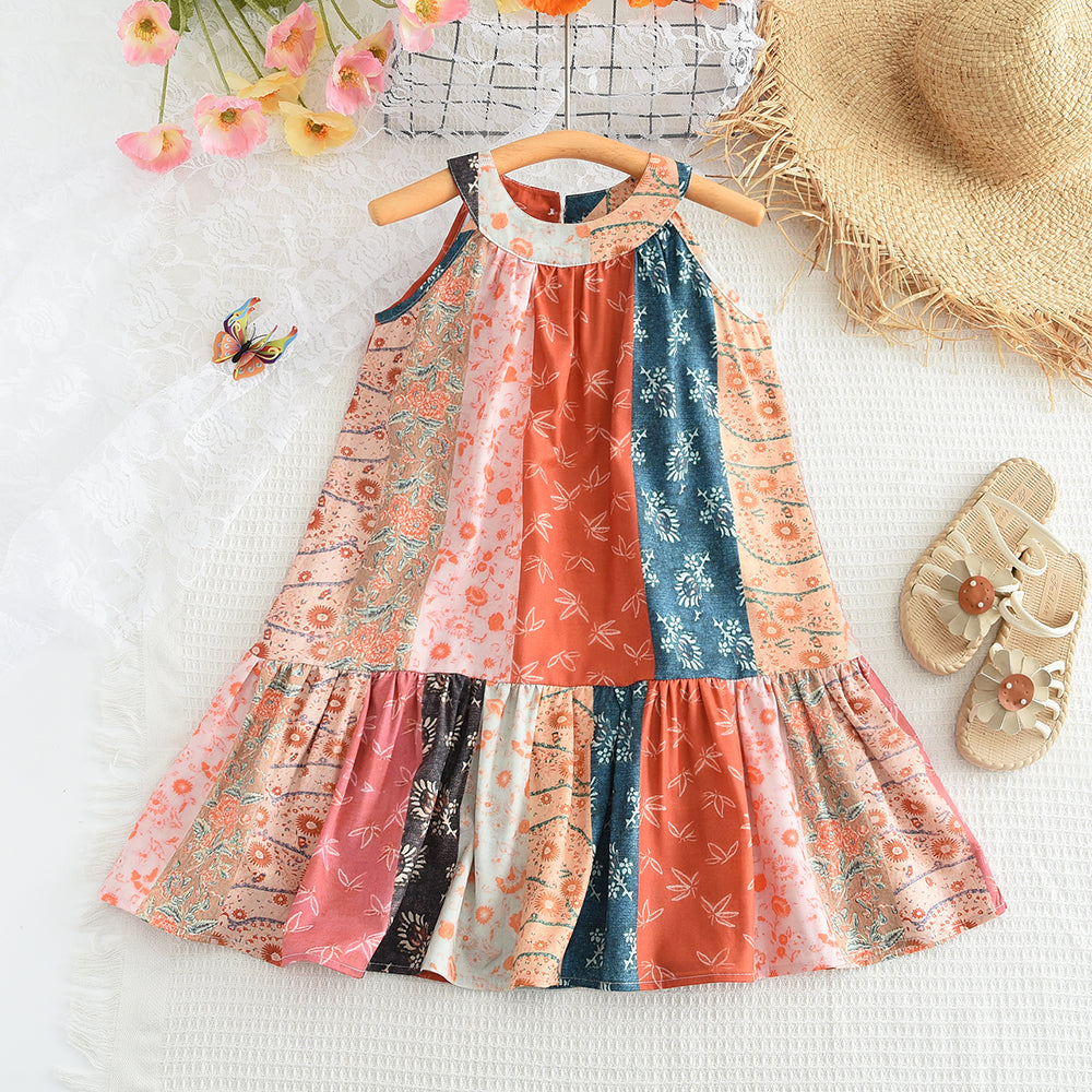 Girls' Ethnic Style Printing Sun Dress