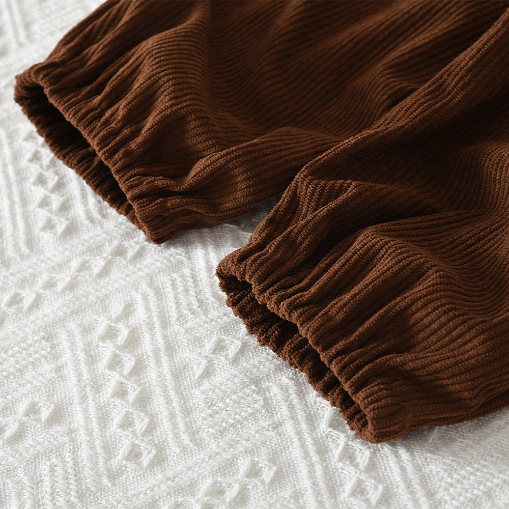 Girls' Fluffy Bow Top+Casual Trousers Cute Set