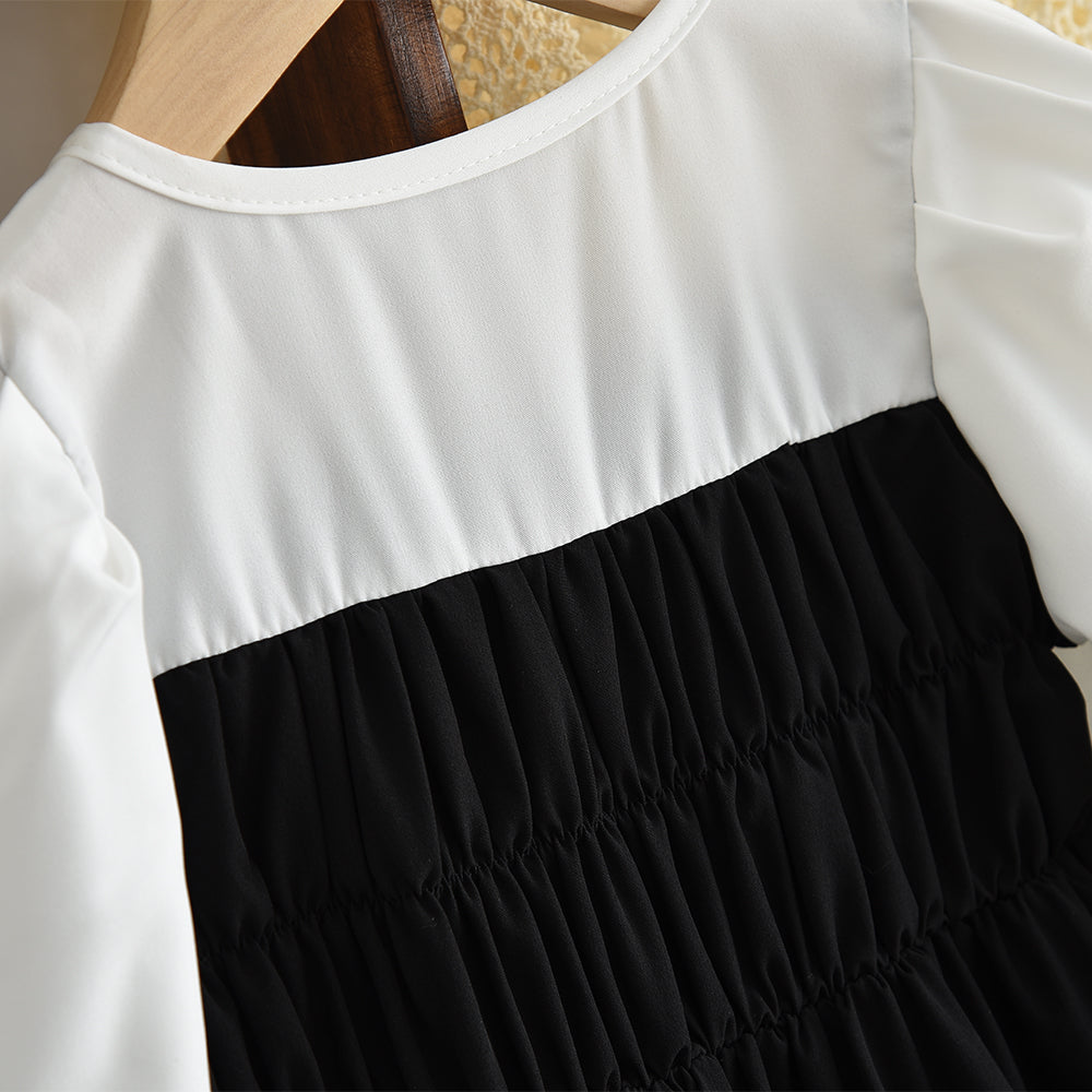 Girls' Bow-knot Patchwork Elegant Dress
