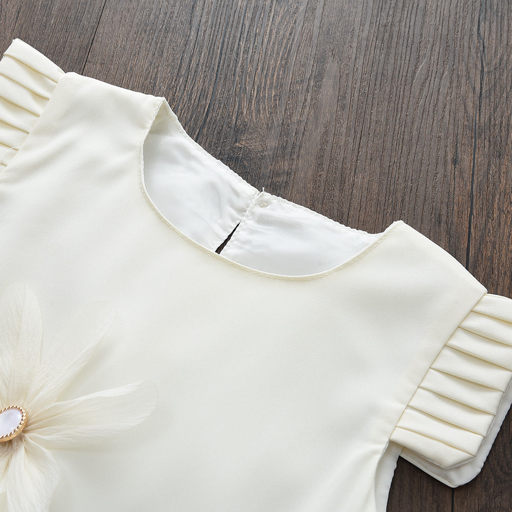 Girls' Elegant Three-dimensional Floral Dress