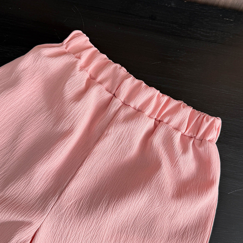 Girls' Bow-knot Top+shorts 2PCS Casual Set