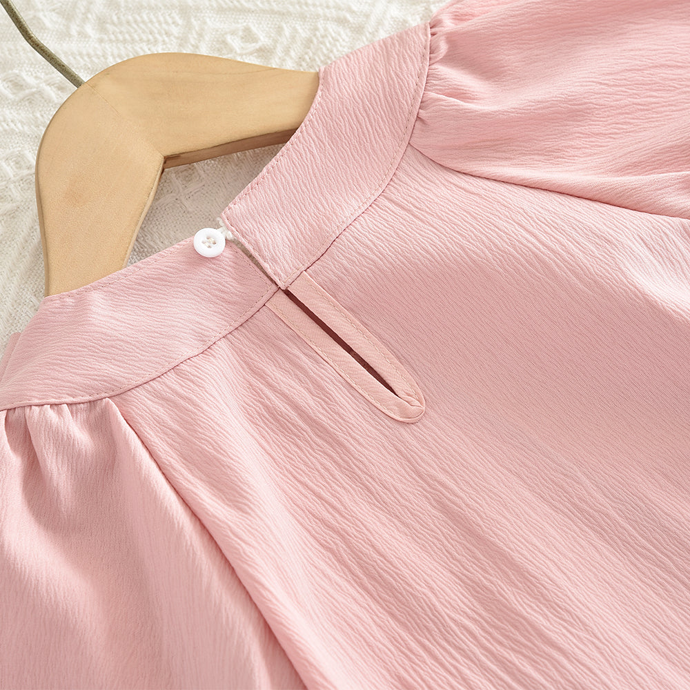 Girls' Bow-knot Long Sleeve Casual Dress