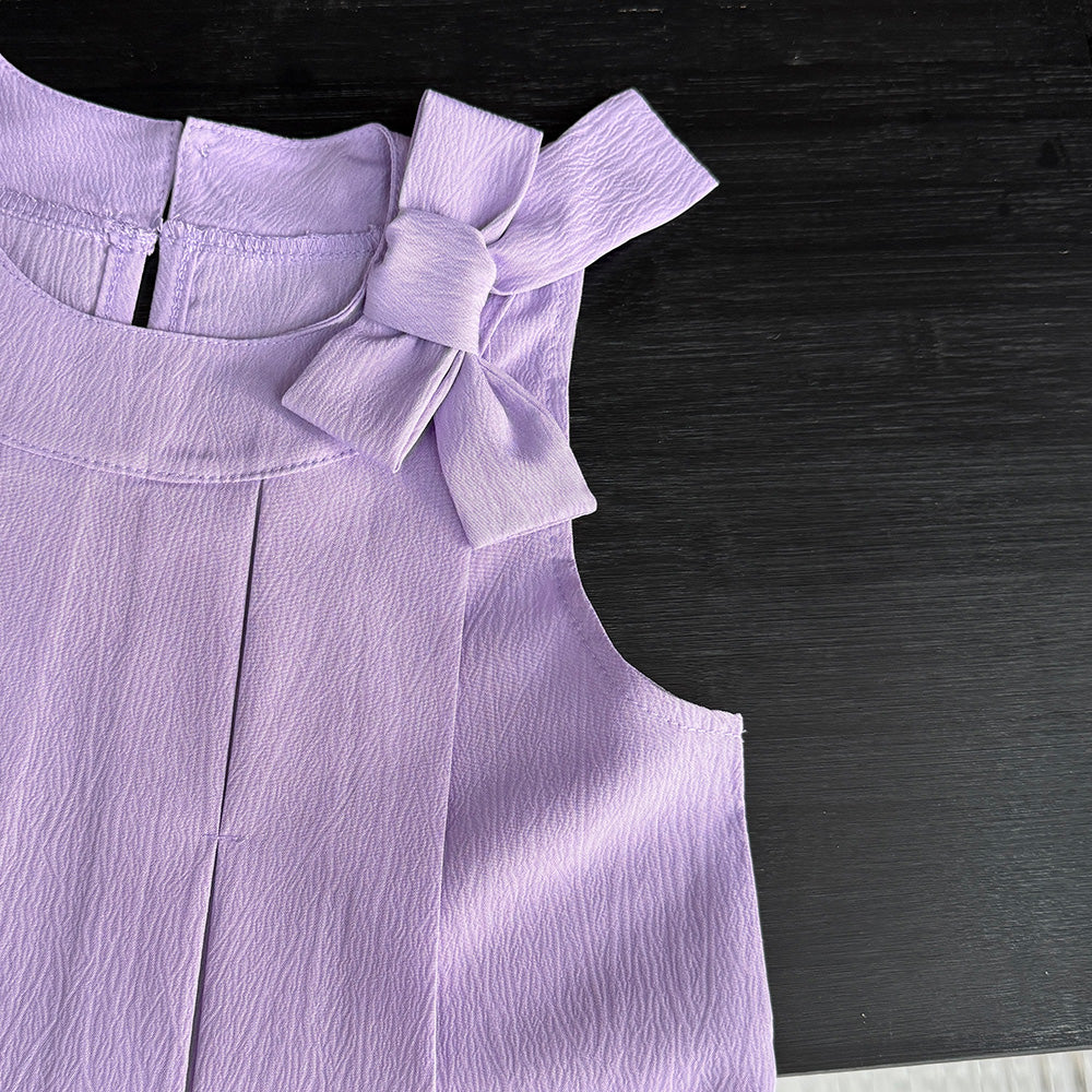 Girls' Bow-knot Top+shorts 2PCS Casual Set