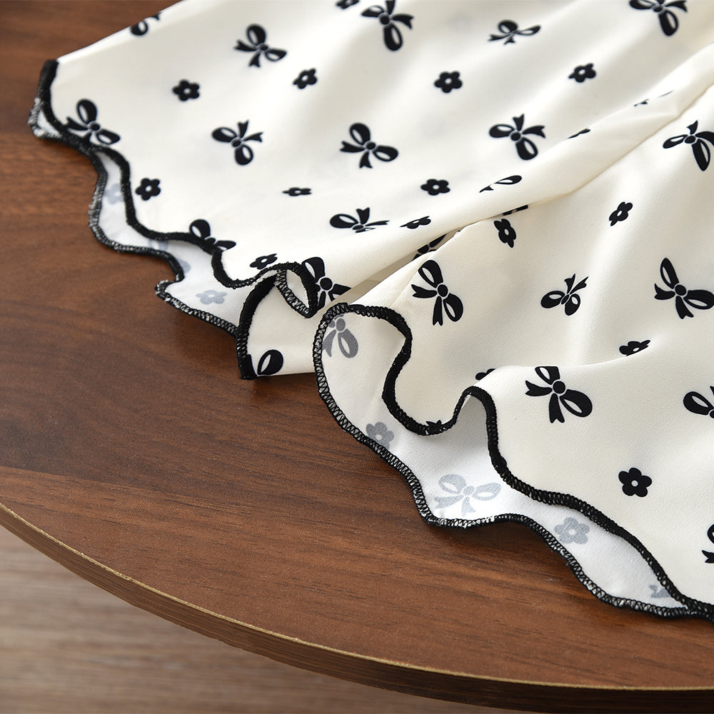 Girls' Bow-knot Sweatshirt+Shorts Cute Set