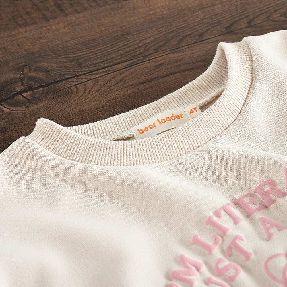 Girls' Letter Sweatshirt+Flared Trousers Set