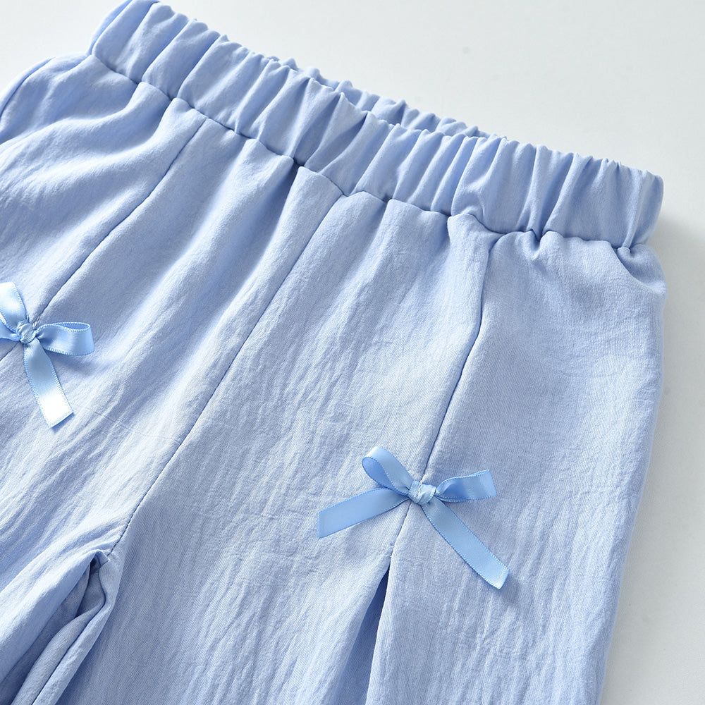 Girls' Bow-knot Soft Top+Pant Set