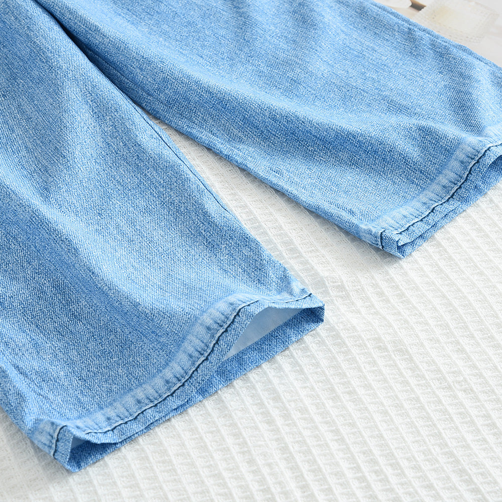 Girls' Fake Jean Sun-top Trousers Fashion Set