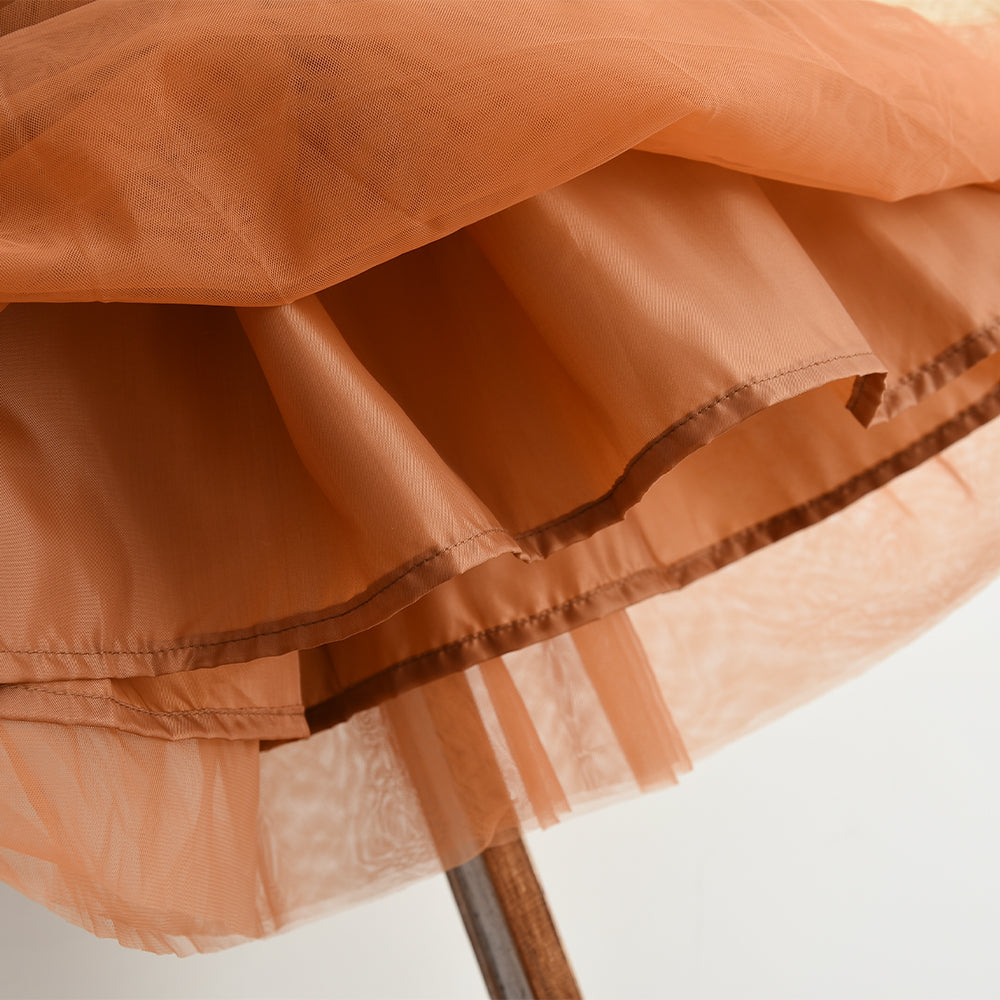 Girls' Ethnic Patchwork Mesh Princess Dress