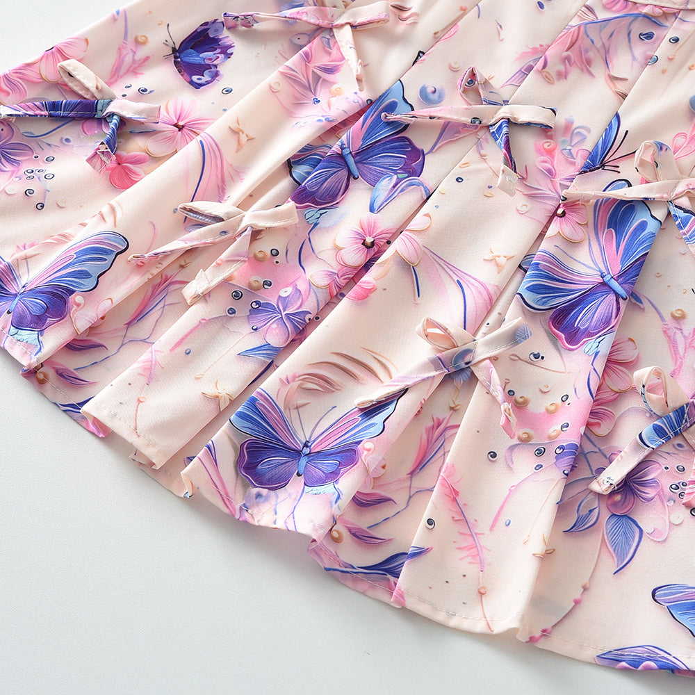 Girls' Butterfly Printing Bow-knot Set