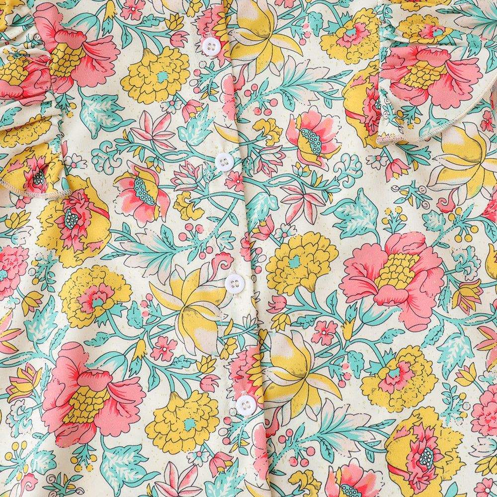 Girls' Floral Printing Shorts Set