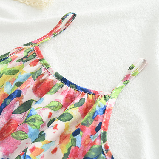 Girls' Colorful Floral Print Sundress+A Free Bag