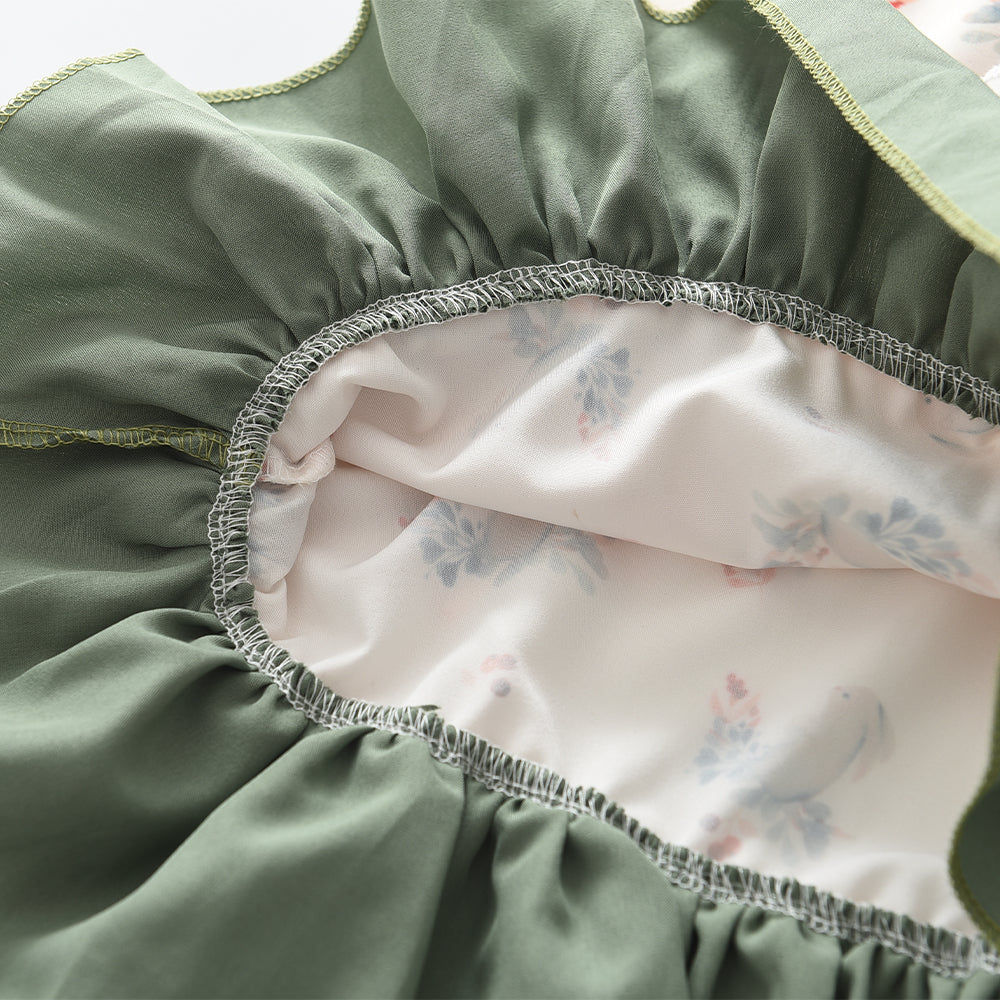 Girls' Cartoon Printing Bow-knot Vintage Dress