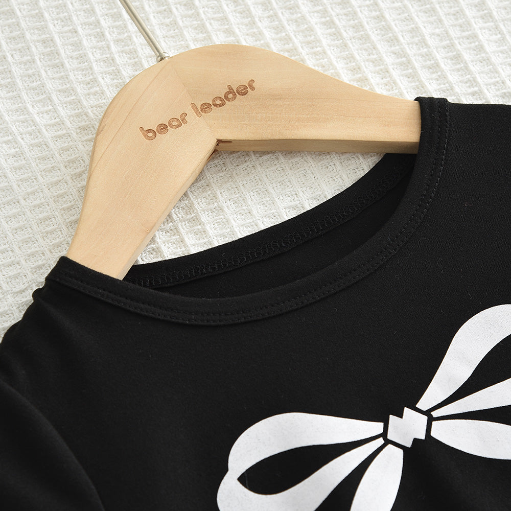 Girls' Bow-knot T-shirt+Trouser Set