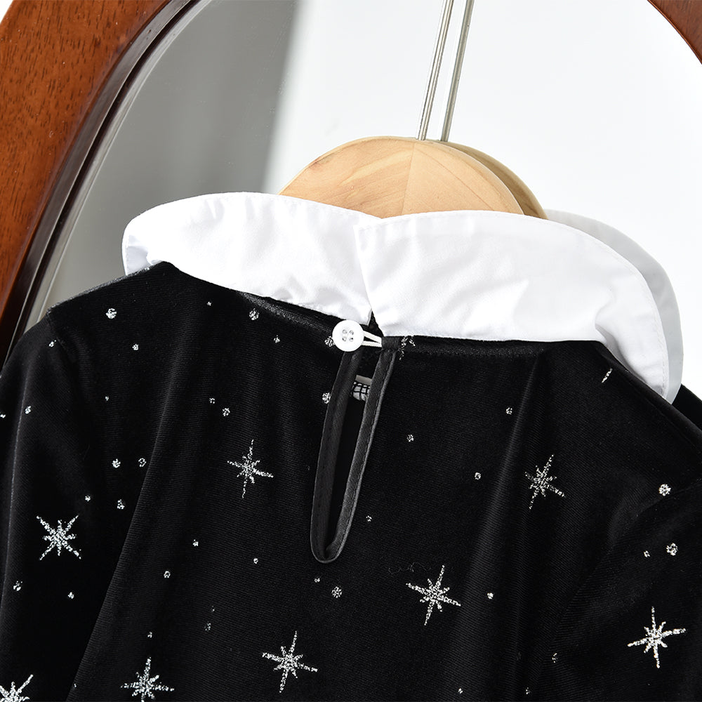 Girls' Starry Velvet Elegant Dress
