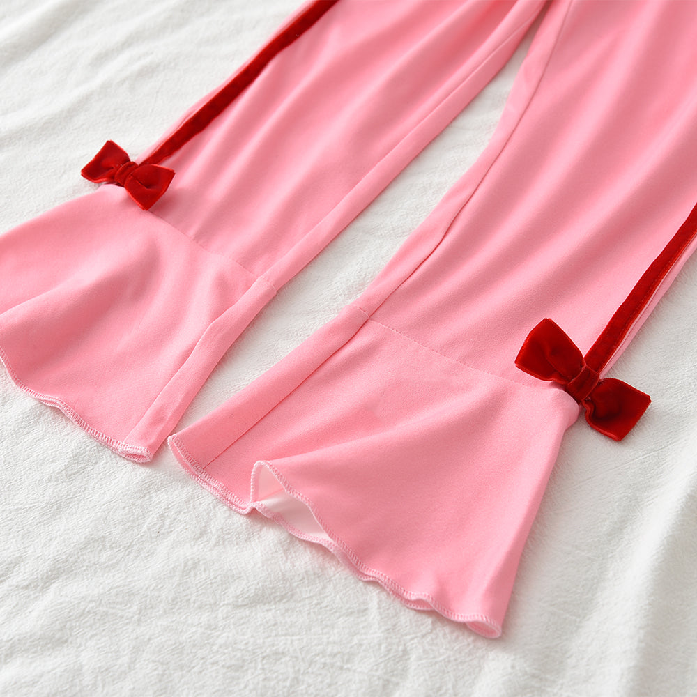 Girls' Velvet Bow-knot Skinny Cute Set