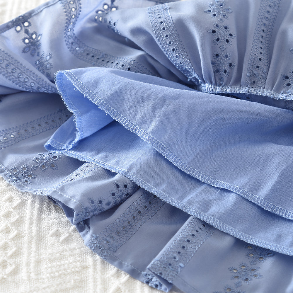 Girls' Floral Hollow-out Ruffle Set
