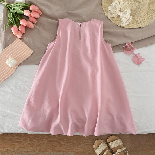 Girls' Colorful Bow-knots Loose Puff Dress