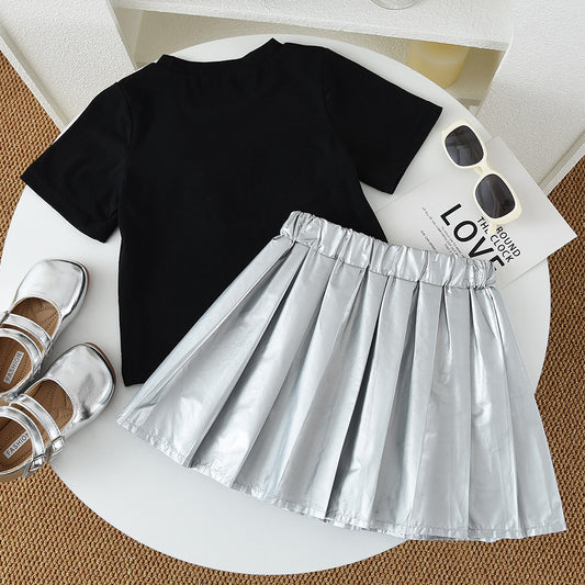 Girls' Bow-knot T-shirt+Skirt Fashion Set