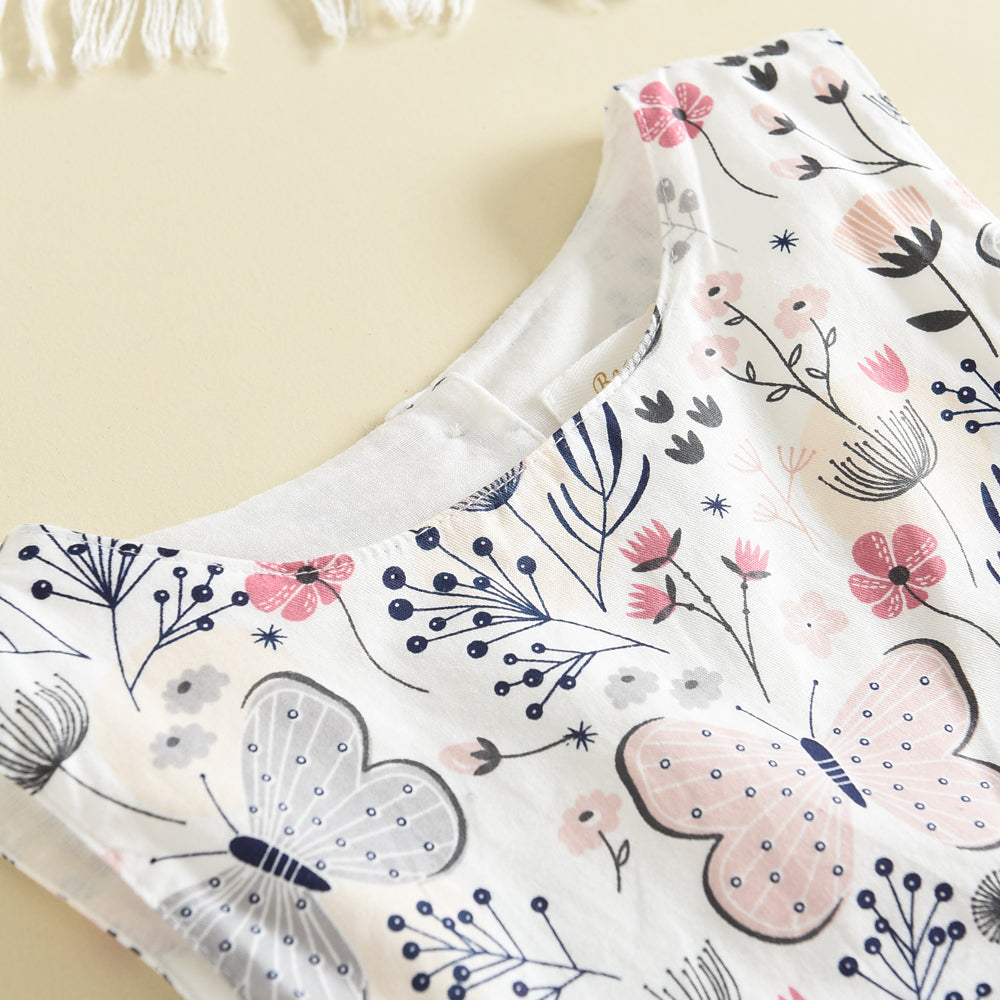 Girls' Belt Floral Printing Casual Dress