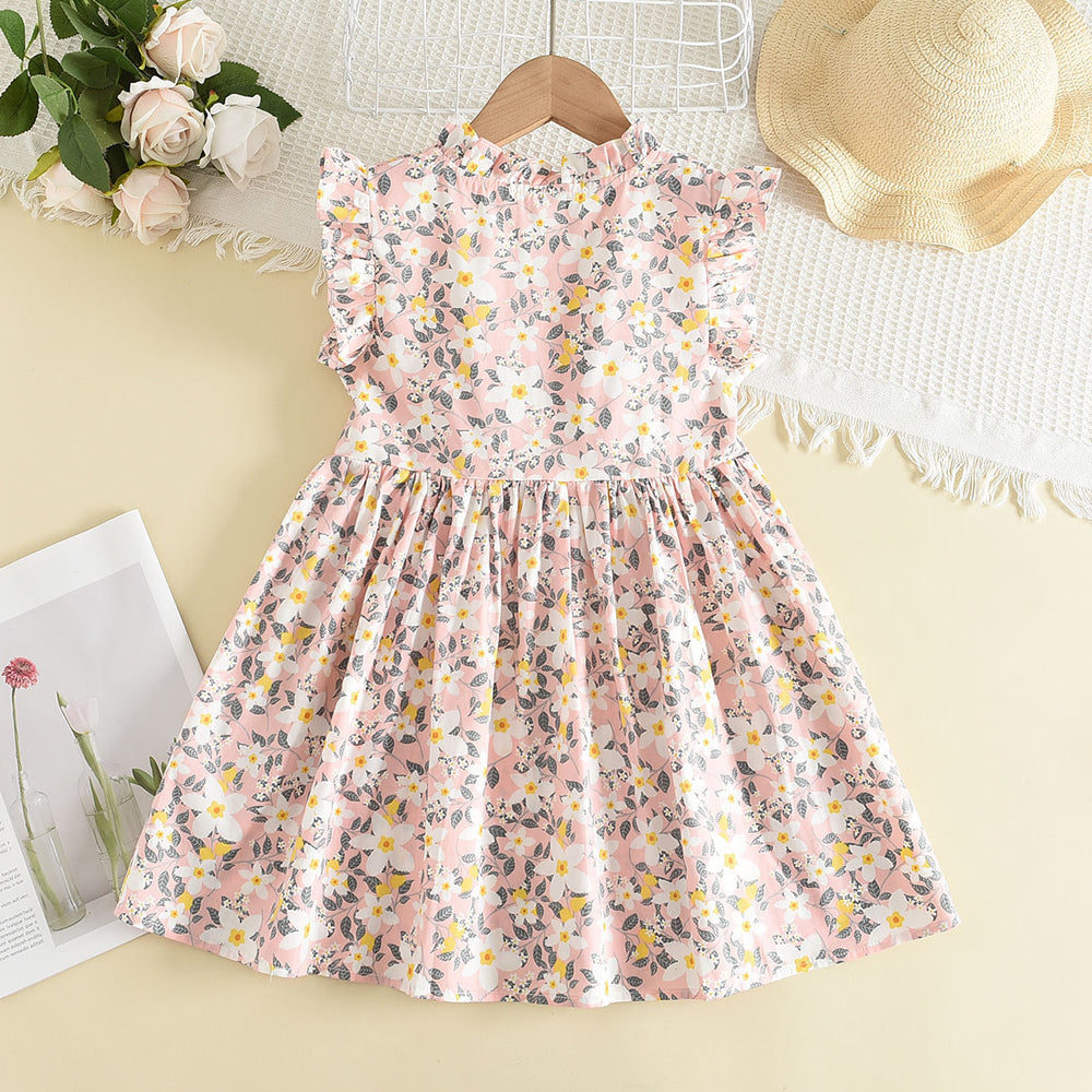 Girls' Floral Printing Vacation Dress