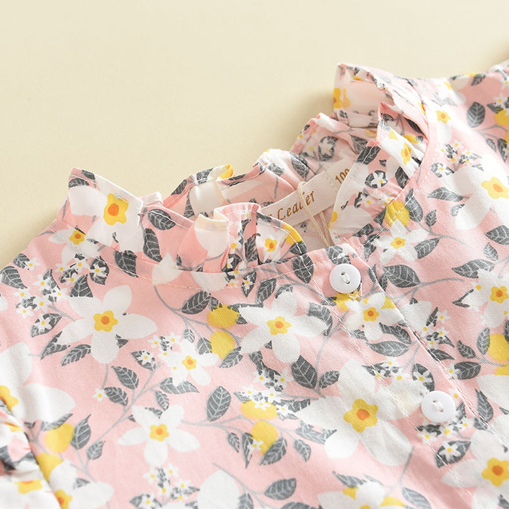 Girls' Floral Printing Vacation Dress