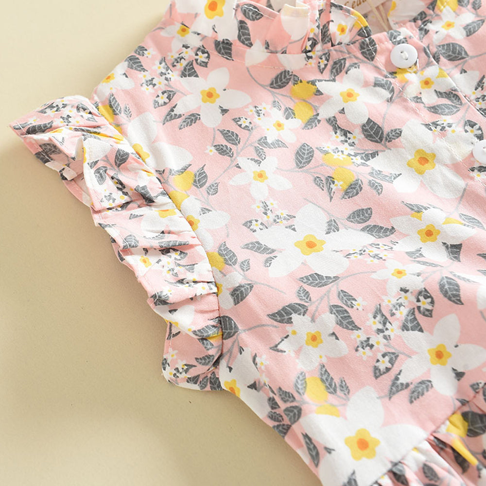 Girls' Floral Printing Vacation Dress