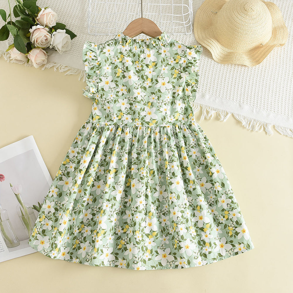 Girls' Floral Printing Vacation Dress