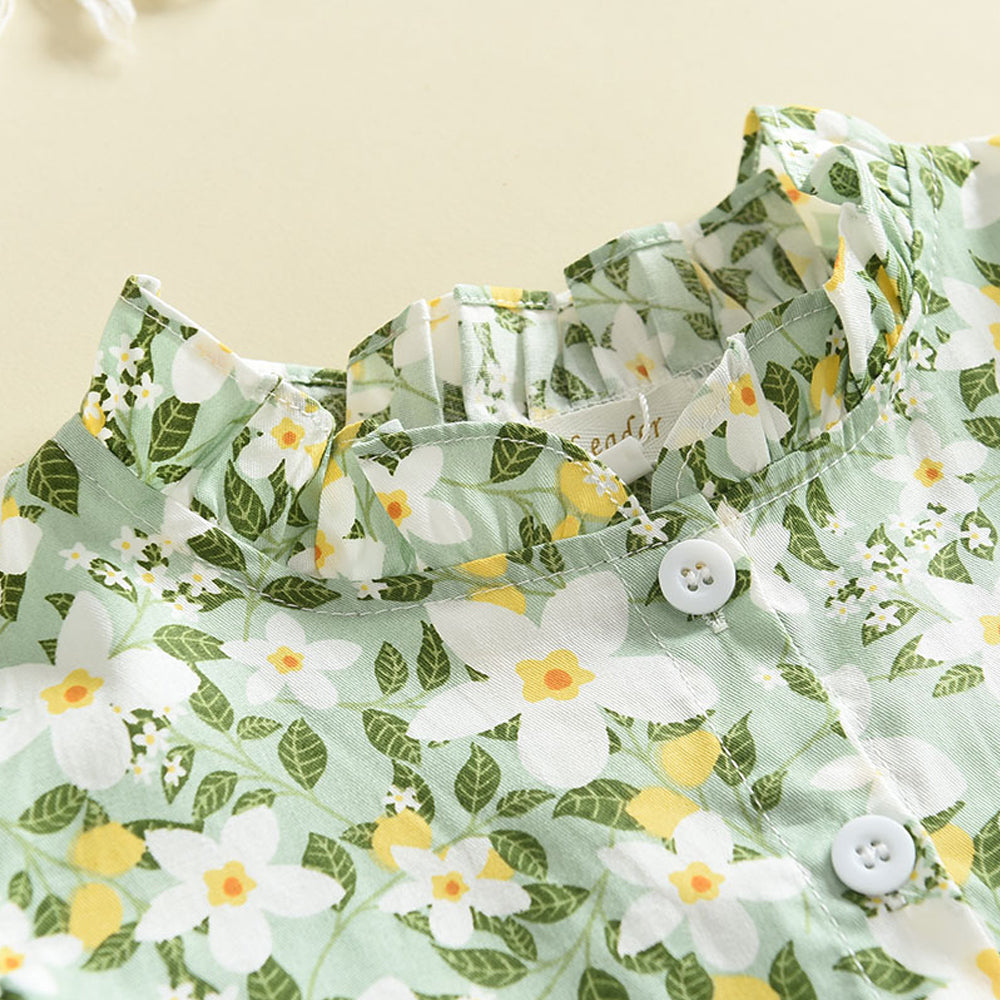 Girls' Floral Printing Vacation Dress