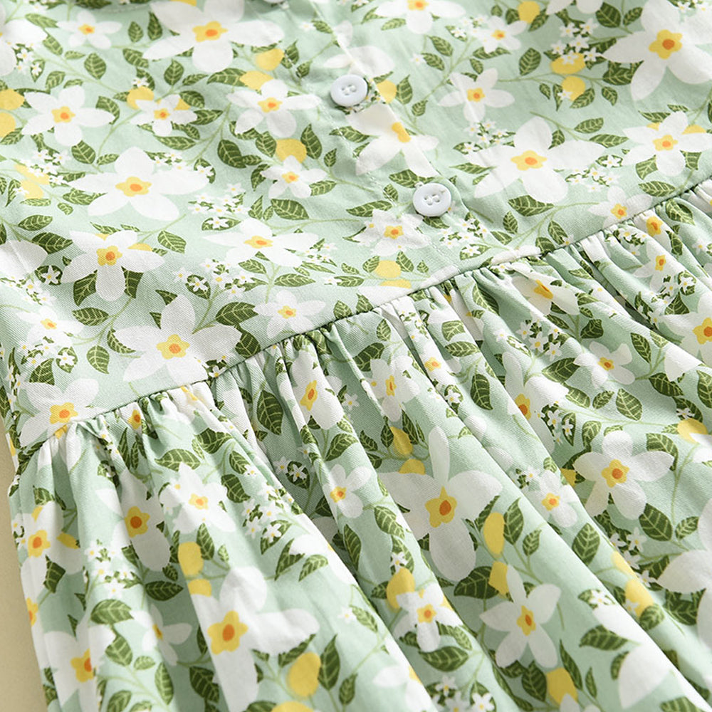 Girls' Floral Printing Vacation Dress
