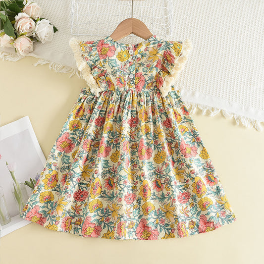 Girls' Ethnic Style Print Dress