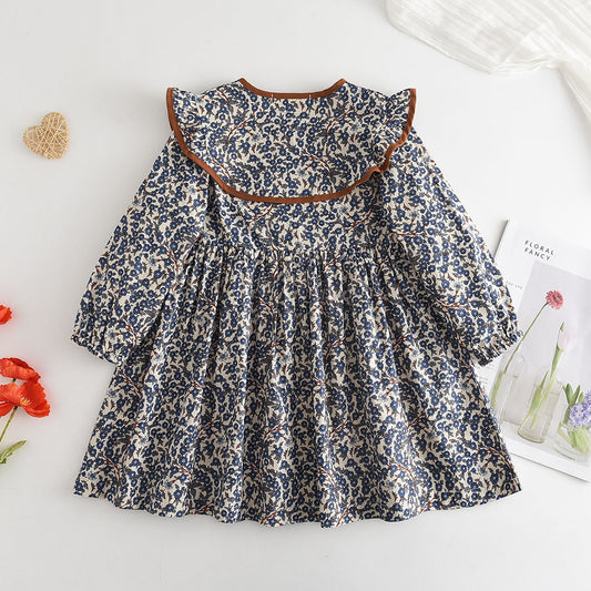 Girls' Long Sleeve Floral Printing Dress