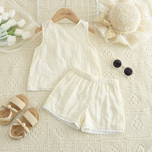 Girls' Floral Embroidery Lace Princess Set