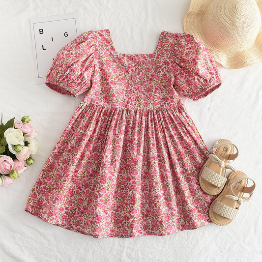 Girls' Floral Printing Casual Dress