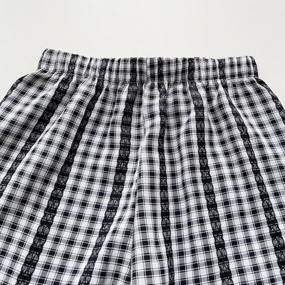 Girls' Classic Plaid Ruffle Lace Set