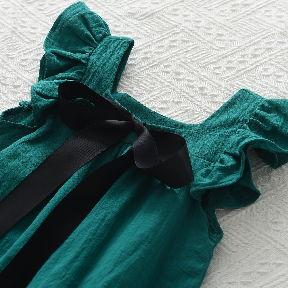 Girls' Silk Belt Vacation Cotton Dress