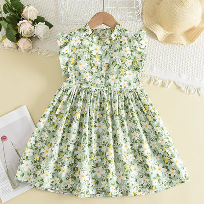 Girls' Floral Printing Vacation Dress