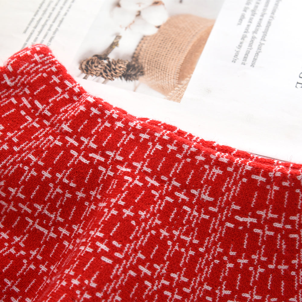 Girls' Plaid Pattern Knitted Cardigan+Skirt 2pcs Set