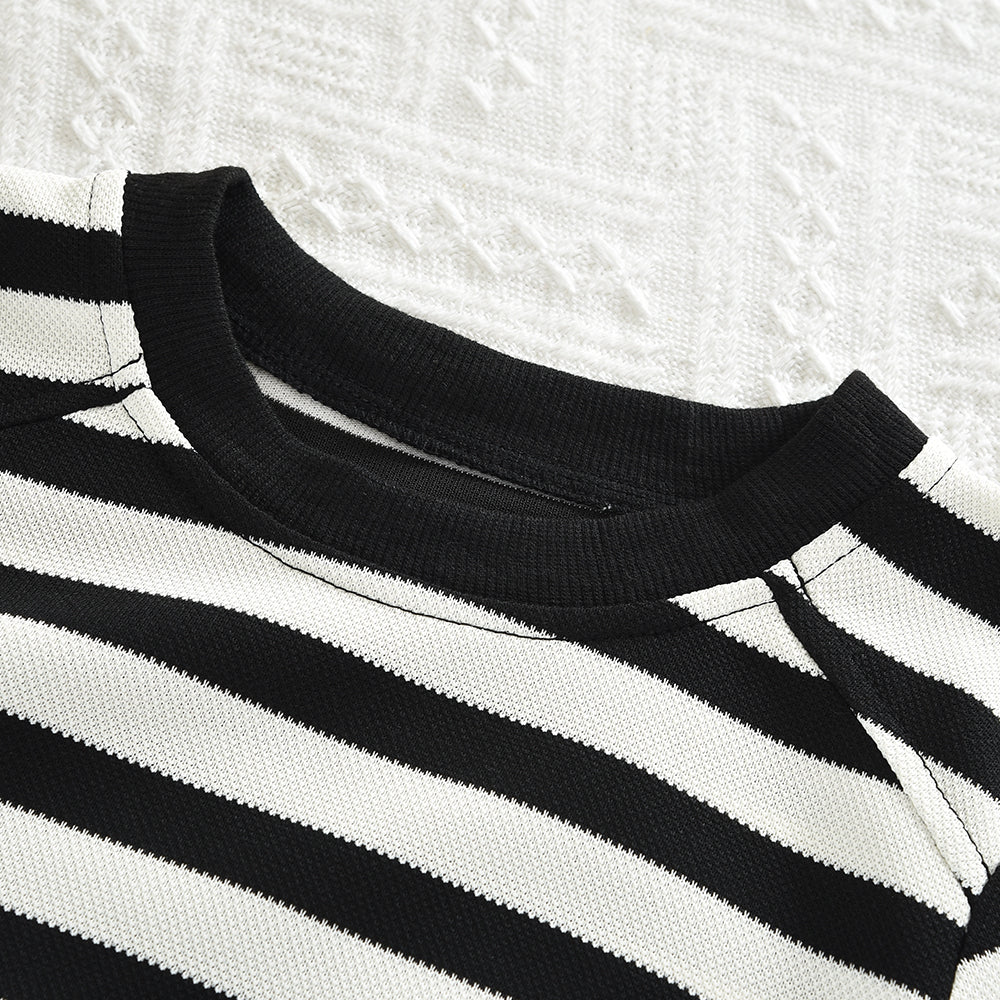 Girls' Classic Stripes Sweatshirt Flared Pants Casual Set