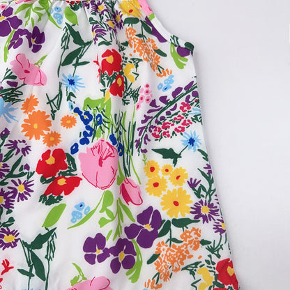 Girls' Floral Printing Sun Dress+Bag