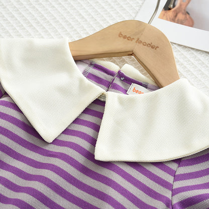 Girls' Stripes Cute Casual Set