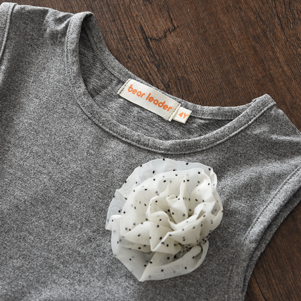 Polka Dots Ruffle Sleeveless Top+Flared Trousers Girls' Fashion Set