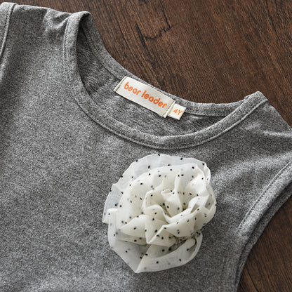 Polka Dots Ruffle Sleeveless Top+Flared Trousers Girls' Fashion Set