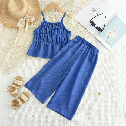 Girls' Halter Top+Pant Casual Vacation Set