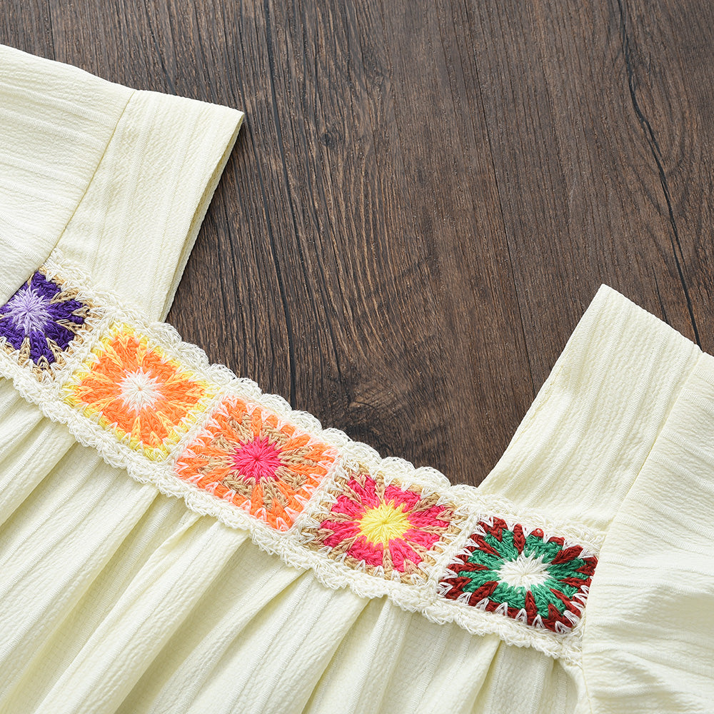 Girls' Ethnic Style Patch Shorts Set