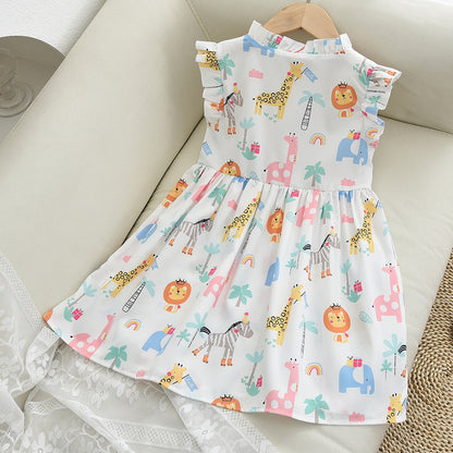 Girls' Cartoon Printing Cute Dress