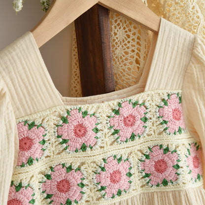 Girls' Organic Cotton Knitted Patch Comfy Dress