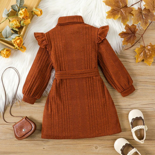 Girls' Vertical Stripes Knitted Dress