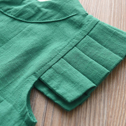 Girls' 100% Cotton Ruffle Top+Shorts 2pcs Casual Set