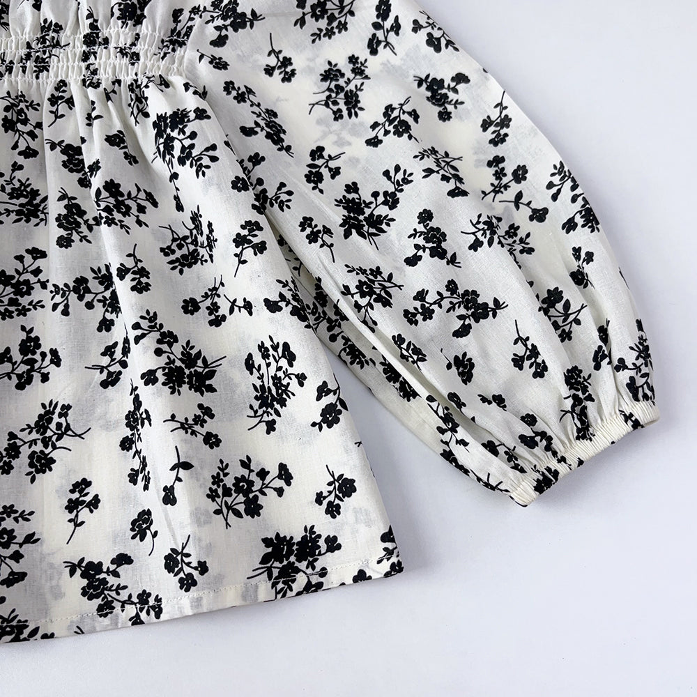 Girls' Floral Printing Long Sleeve Shirt