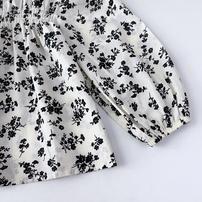 Girls' Floral Printing Long Sleeve Shirt